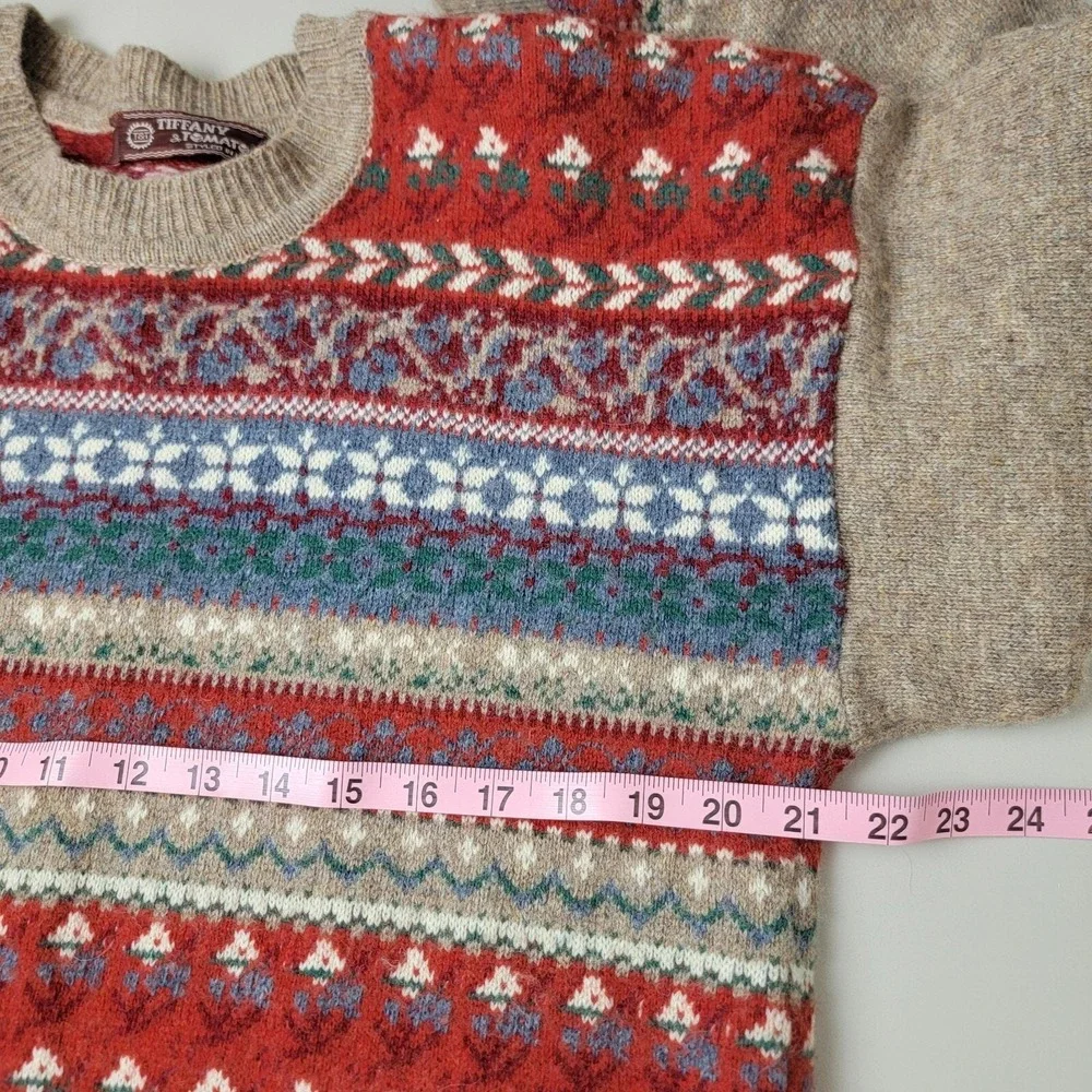 Tiffany & Tomato Pullover Sweater Women 3 Multicolor Distressed Wool Long Sleeve